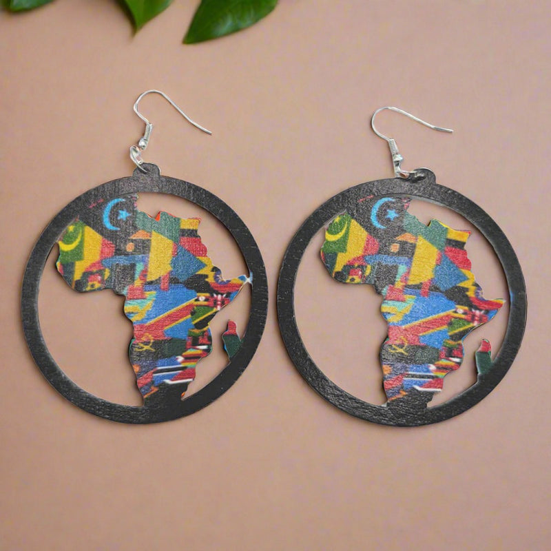 africa map earrings