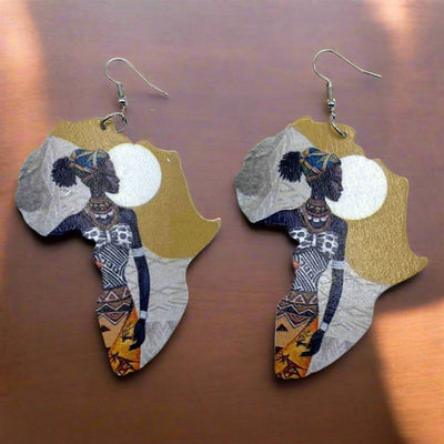 african wooden earrings