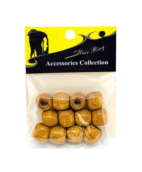 Wooden Barrel Hair Beads 12 pcs