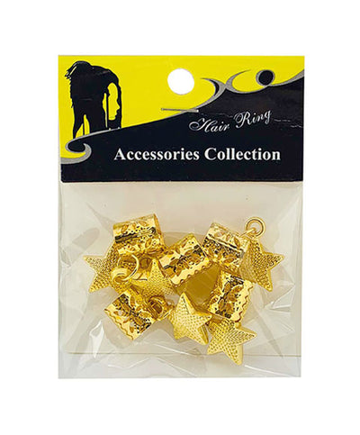 Adjustable Gold Hair Ring with Star Charm 5pcs
