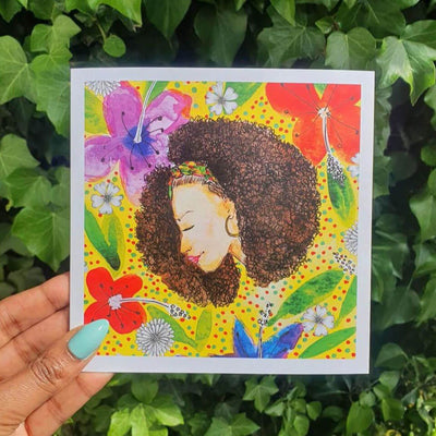 Afro woman card
