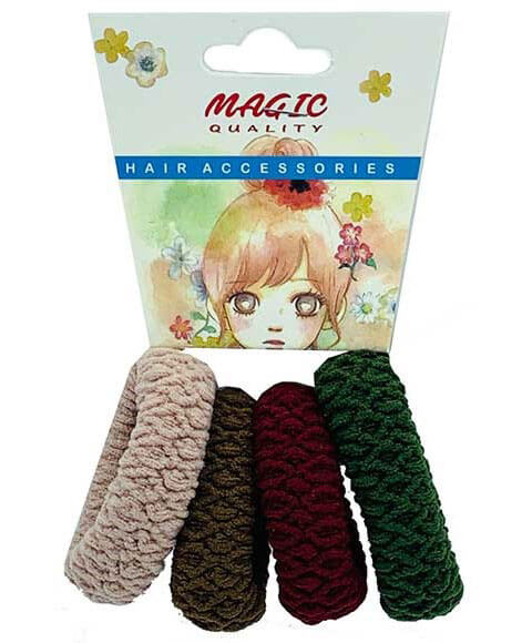 Magic Quality Plush Neutrals Rolled Hair Ties - Pack of 4