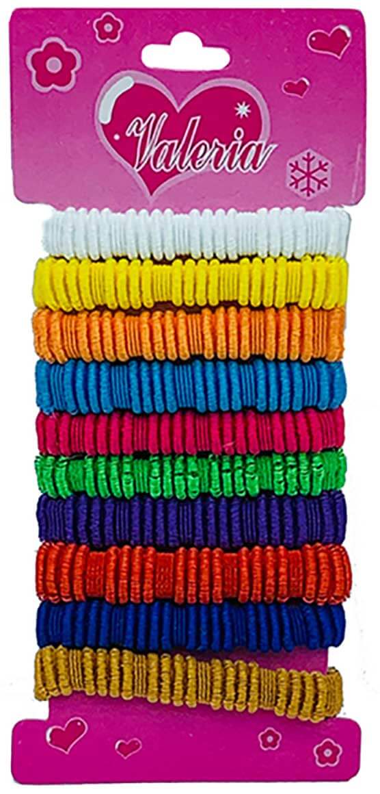 Valeria Multicoloured Ribbed Elastic Hair Ties Pack of 10