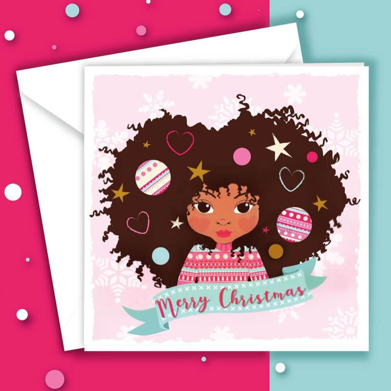 Fefus Designs Afro Girls Christmas Card