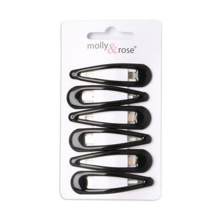 Molly & Rose Black Snap Hair Clips - Pack of 6