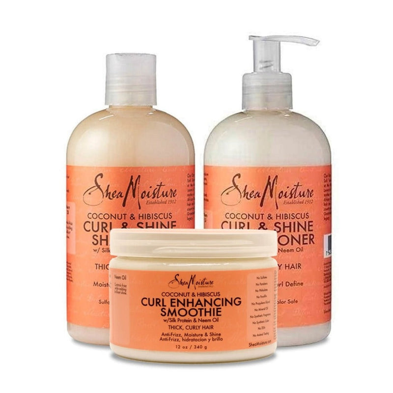 Shampoo, conditioner, curl smoothie