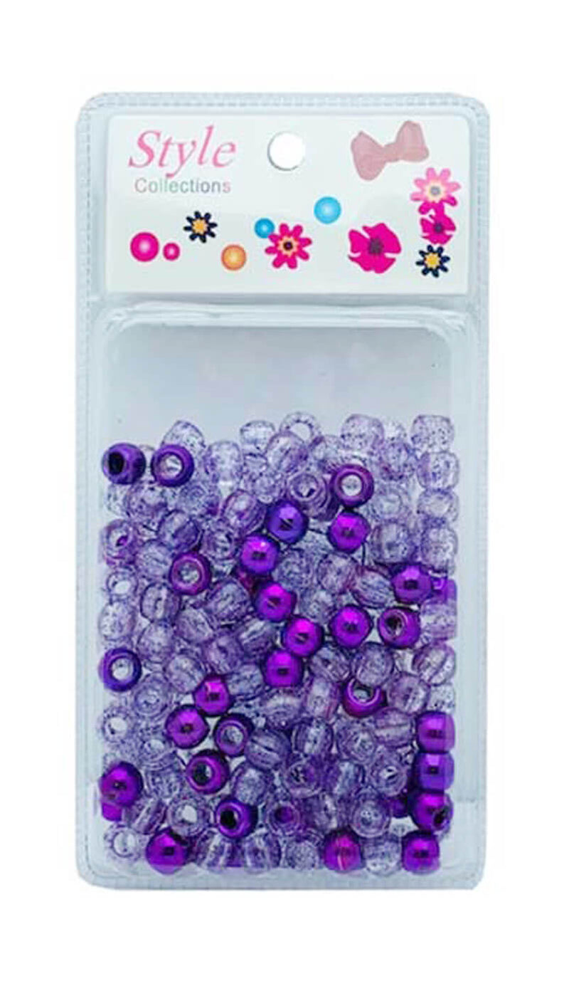 Style Collections Metallic Purple, Clear Hair Beads